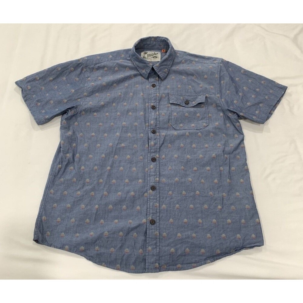 Howler Bros Shirt Mens Medium Button Down Short Sleeve Geometric Western Camp